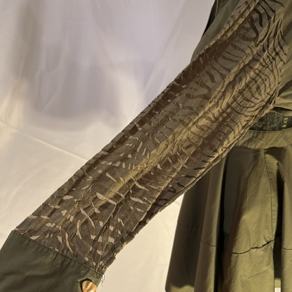 BOGO L’ATISTE Army Green Partial Sheer w/Front Zipper Long Sleeve Dress Size Sm - Picture 6 of 14